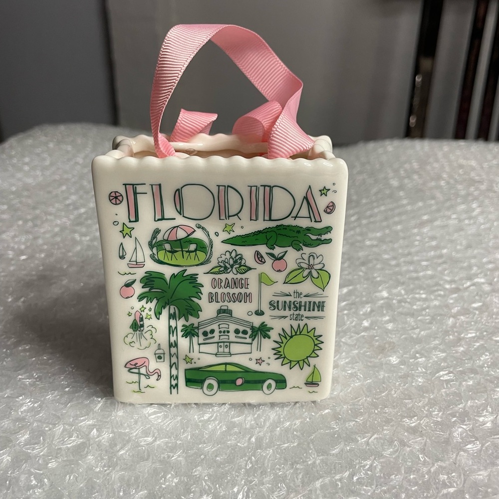 Starbucks Florida Been There Series Ceramic Tote Bag Ornament Gift Card Holder